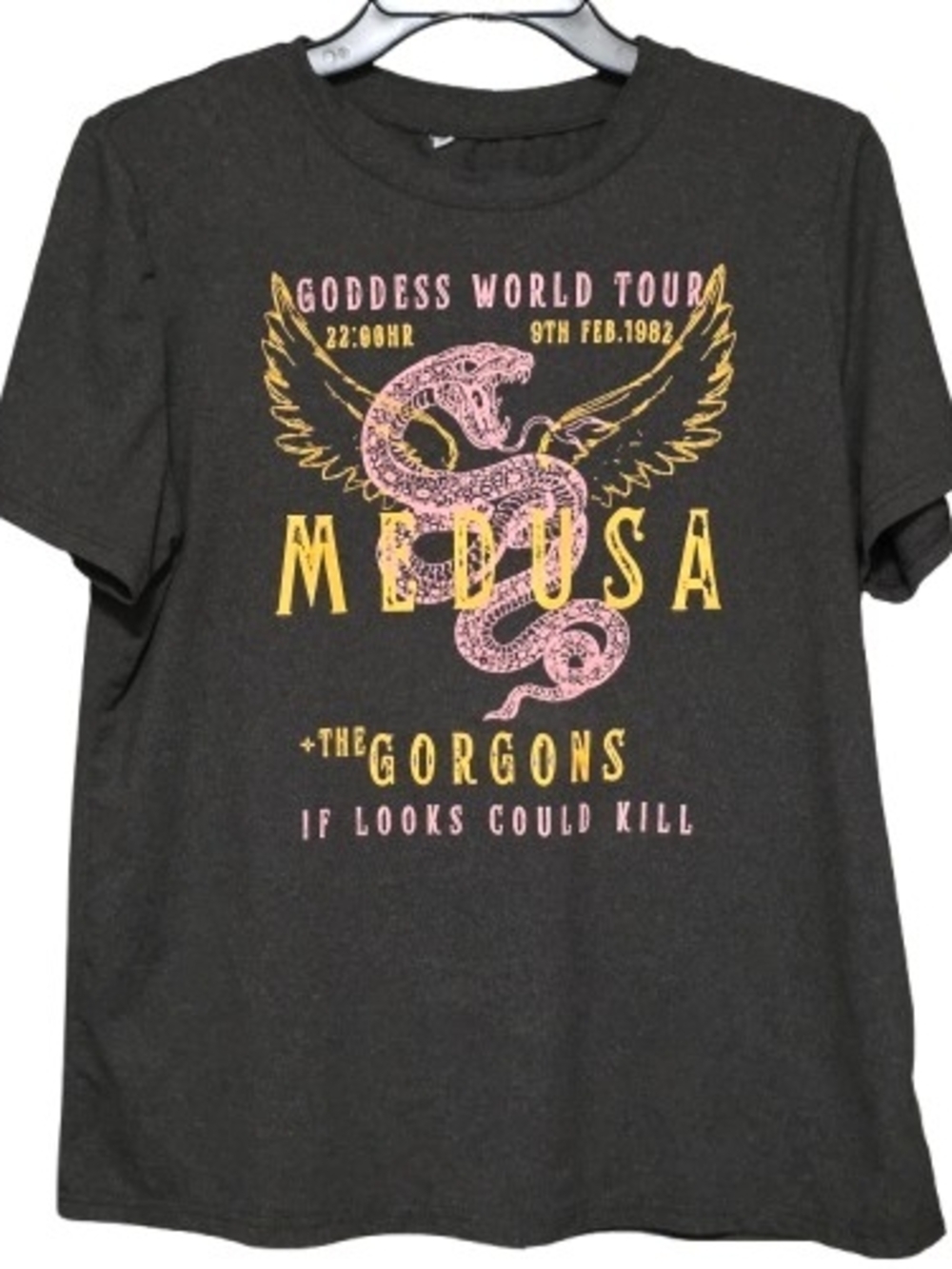 Medusa Graphic Tee - Black with Pink & Yellow Print